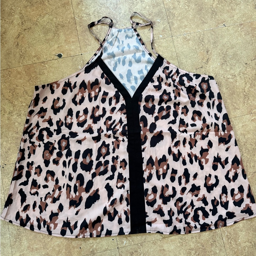 SHEIN Leopard Print Camisole Top with Black Trim